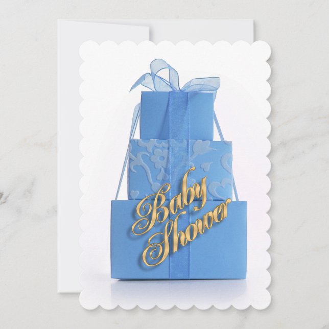 Baby Shower Einladung Blau für Junge (Vorderseite)
