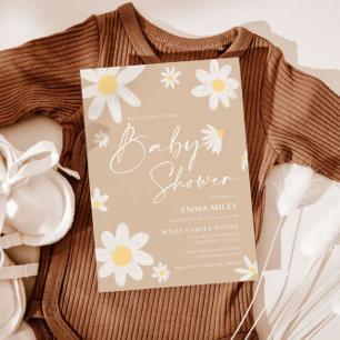 Baby Shower Einladung Daisy Beige