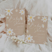 Baby Shower Einladung Daisy Beige