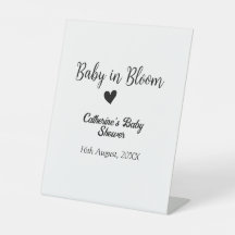 Baby Shower Einladung einfache schwarze Herz Datum