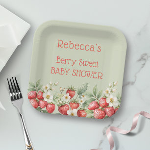 Baby Shower Einladung Erdbeeren süß Pappteller
