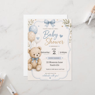 Baby Shower Einladung für Jungen im Teddybären-Des