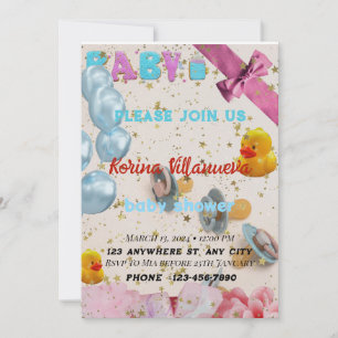 Baby-Shower-Einladung in hellen Farben Ankündigung