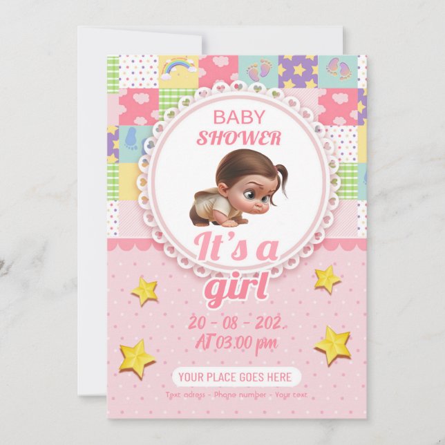 Baby-Shower-Einladung ist ein Mädchen! Einladung (Vorderseite)