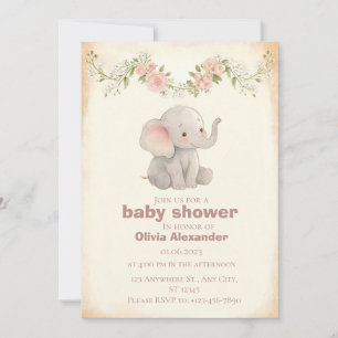 Baby Shower Einladung Kleiner Elefant