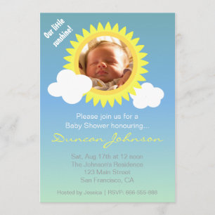 Baby Shower Einladung: Kleiner Sonnenschein und Wo Einladung