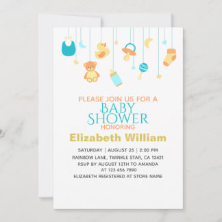 Baby Shower Einladung mit eleganten Dekorationen �