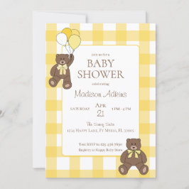 Baby-Shower-Einladung mit gelb-weißen karierten Te Einladung