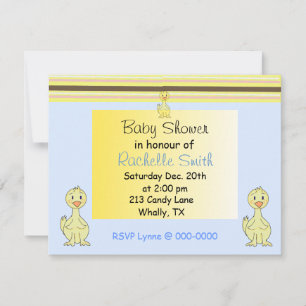 Baby-Shower-Einladung mit gelbem Entlein Einladung