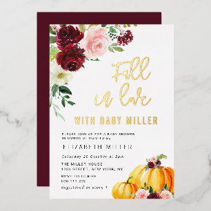Baby-Shower-Einladung mit Goldfolie zum Thema Herb Folieneinladung