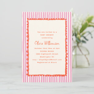 Baby-Shower-Einladung mit orangem wellenförmigem D Einladung
