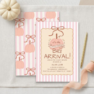 Baby-Shower-Einladung mit rosa gestreiftem Kürbis Einladung