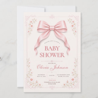 Baby-Shower-Einladung mit rosa Schleife Einladung