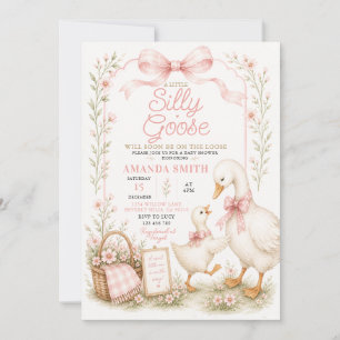 Baby-Shower-Einladung mit rosa Schleife für die al Einladung