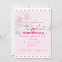 Baby-Shower-Einladung mit rosa Schleifen