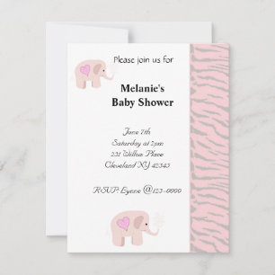 Baby-Shower-Einladung mit sanften rosa Elefanten Einladung