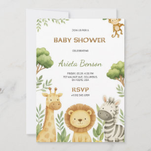 Baby-Shower-Einladung mit süßem Tier-Motiv  Einladung