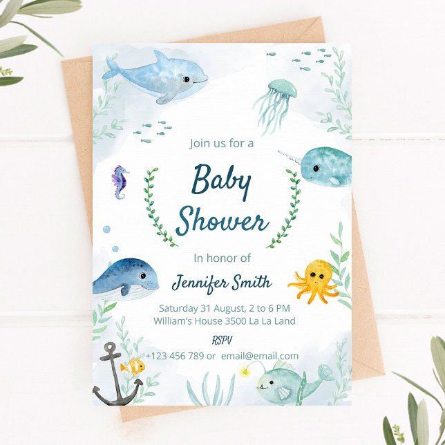 Baby Shower Einladung mit unter dem Thema Meer (Von Creator hochgeladen)