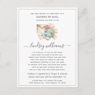 Baby Shower Einladung per Post für lange Distanzen Postkarte