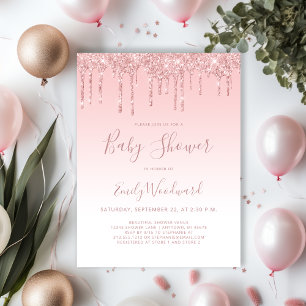 Baby-Shower-Einladung Pink Glitter Girl Postkarte