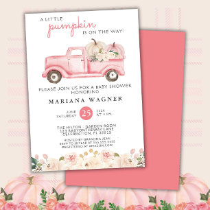 Baby-Shower-Einladung Pinker LKW Kleiner Kürbis Einladung