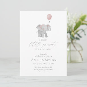 Baby Shower Einladung rosa Elefant