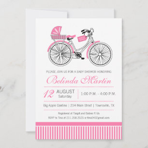 Baby-Shower-Einladung Rosa Fahrrad Einladung