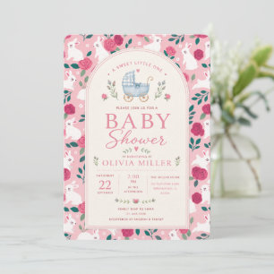 Baby Shower Einladung rosa Häschen