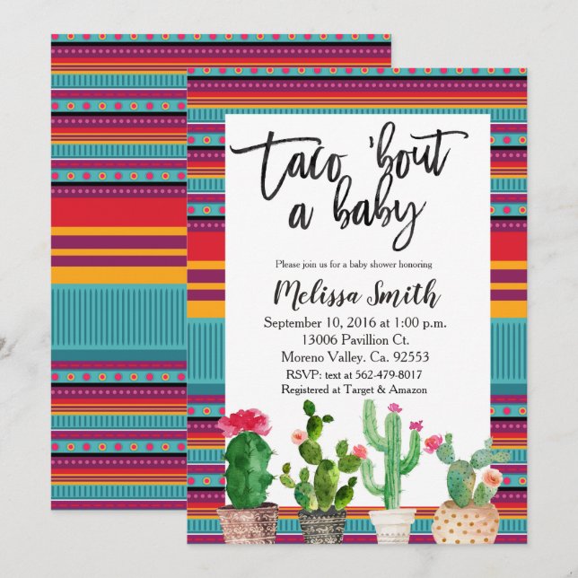 Baby Shower Einladung Taco Bout Baby (Vorne/Hinten)