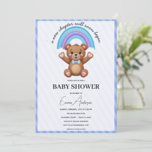 Baby Shower Einladung Teddy Bär Regenbogen Süß Neu