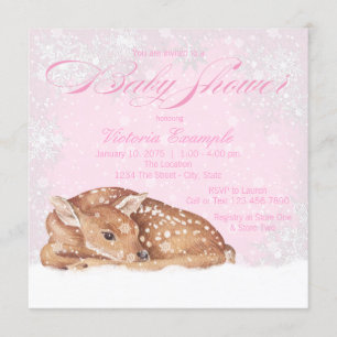 Baby-Shower-Einladung Winter Wonderland Rehkitze Einladung