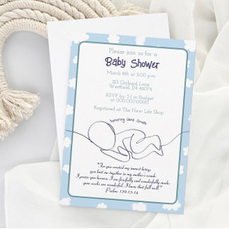 Baby Shower Einladung Wolken Blue Sky Bible Verse