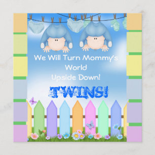 BABY SHOWER Einladungen BOY TWINS!
