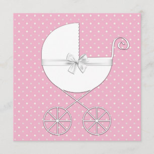 Baby-Shower-Einladungen mit rosa Tupfenmuster Einladung