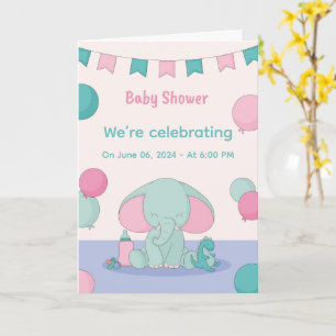 Baby-Shower-Einladungen mit süßen Elefanten Karte