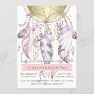 Baby-Shower-Einladungen Pink Gold Dreamcatcher Einladung