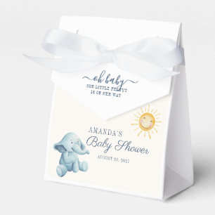 Baby-Shower-Elefant und Aquarell-Mädchen mit Sonne Geschenkschachtel