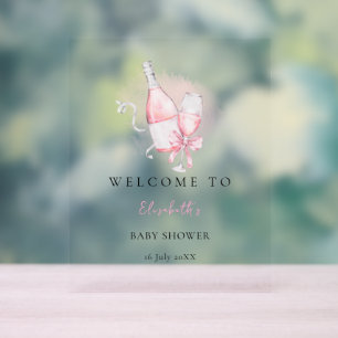 Baby-Shower Élégant Rose Aquarelle Moderne