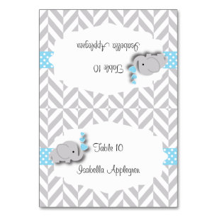 Baby shower éléphant bleu et gris Cartes