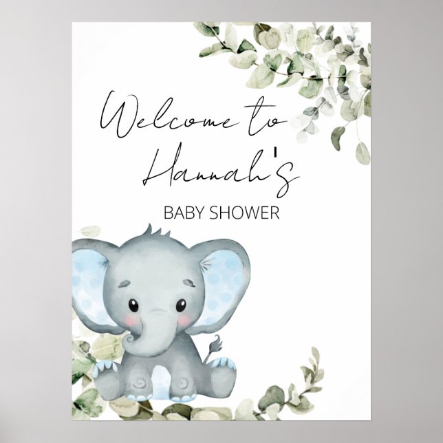 Baby shower Elephant Boy Affiche de bienvenue (Devant)
