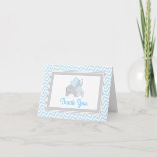 Baby shower éléphant Carte de remerciements bleu e