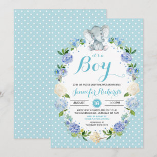 Baby shower éléphant Invitation Baby shower garçon