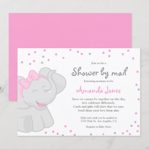 Baby shower Eléphant mignon fille 🎀 🐘 invitation