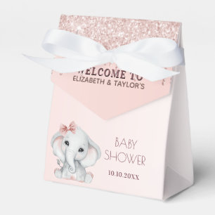 Baby Shower elephant rosa gold blush pink glitter Geschenkschachtel