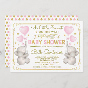 Baby shower Eléphant rose fille Jungle Invitation