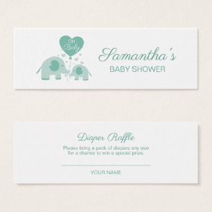Baby Shower Éléphant Vert de Menthe Tirage au Sort