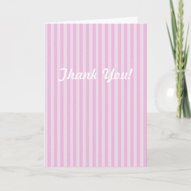 Baby shower en bande rose Merci Cartes (Devant)