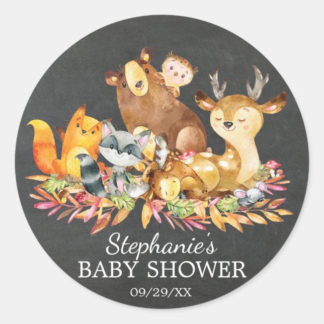 Baby shower en bois Chalkboard Favoriser Sticker (Devant)