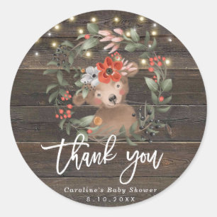 baby shower en bois rustique merci sticker