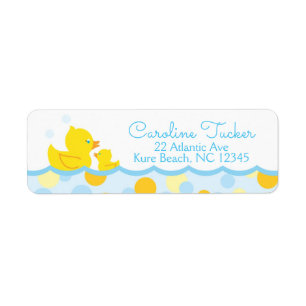 Baby shower en caoutchouc Ducky Étiquette de adres